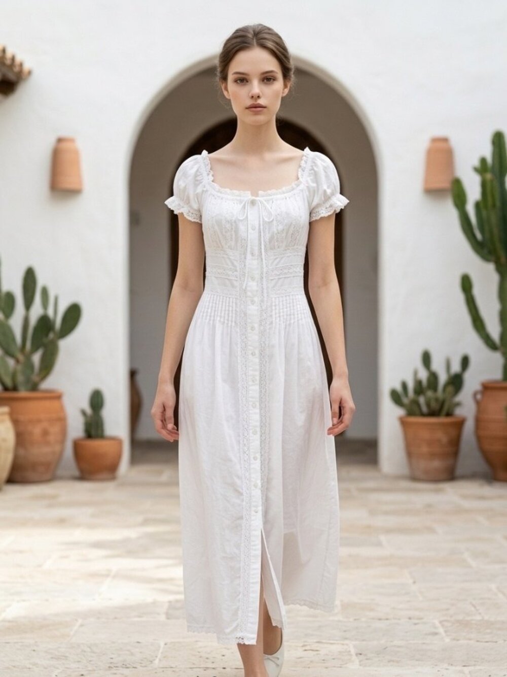 NWT Caroline Constas White Lace Cotton Cottagecore Maxi Dress S - Picture 2 of 15